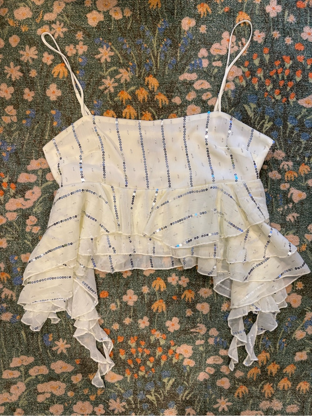 Zara Ruffled Sequined cami - Picture 3 of 5